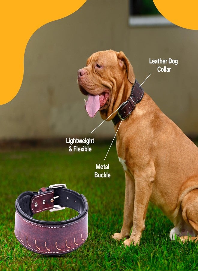 ADIL'S Tooling Half Moon Cut Tooled Dog Collar 2.25 INCH Width Suitable for Medium & Large Dogs, Hand Tooled Leather Dog Collar with Sturdy Hardware & Classic Design, Sizes: L, Brown - Image 3